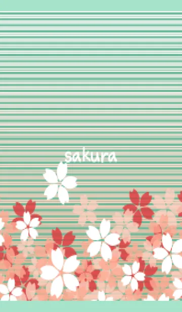 ストライプと桜 青緑の着せ替えメイン画像