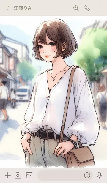 [LINE着せ替え] 街角の日差しを浴びる女の子 J2の画像2