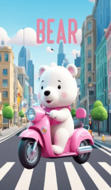 [LINE着せ替え] Cute White Bear in City Theme (JP)の画像1