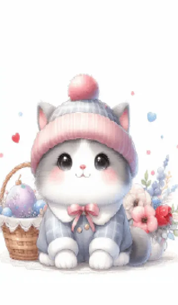 [LINE着せ替え] ニット帽をかぶった子猫の画像1