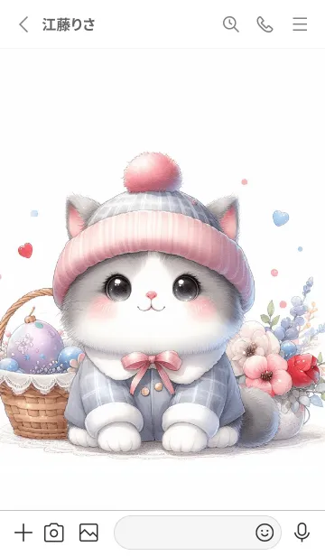 [LINE着せ替え] ニット帽をかぶった子猫の画像2