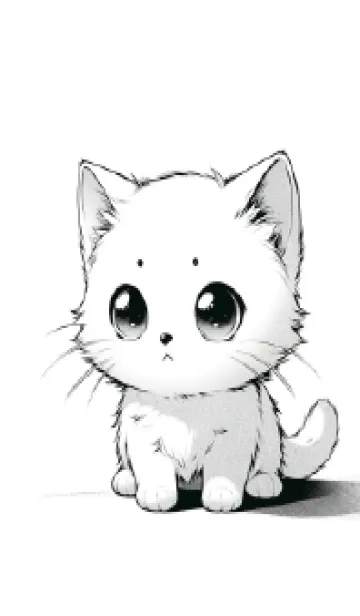 [LINE着せ替え] かわいい小さな白猫リトルコットンの画像1