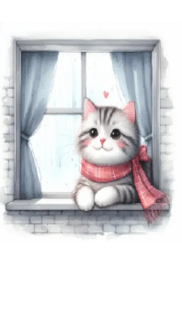 [LINE着せ替え] 霜窓の外の天使のぬいぐるみの画像1