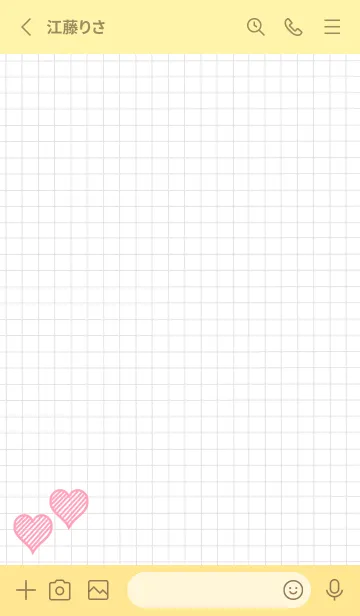 [LINE着せ替え] 幸運ハートの方眼紙/ライトイエローの画像2