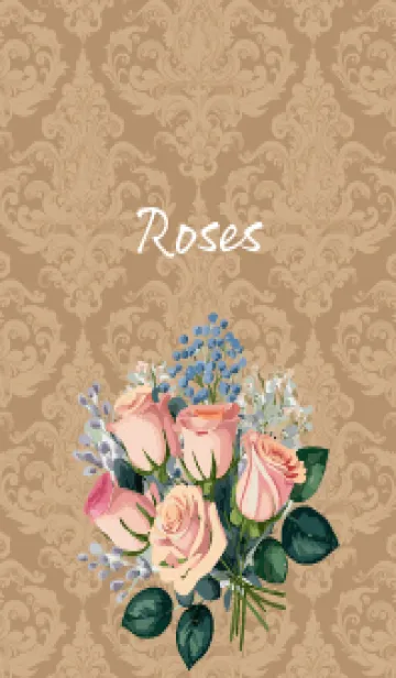 [LINE着せ替え] light brown & yellow 洋風の薔薇の花束の画像1