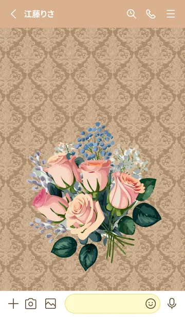 [LINE着せ替え] light brown & yellow 洋風の薔薇の花束の画像2