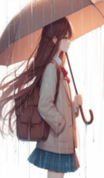 [LINE着せ替え] Anime girl walking in the rainの画像1