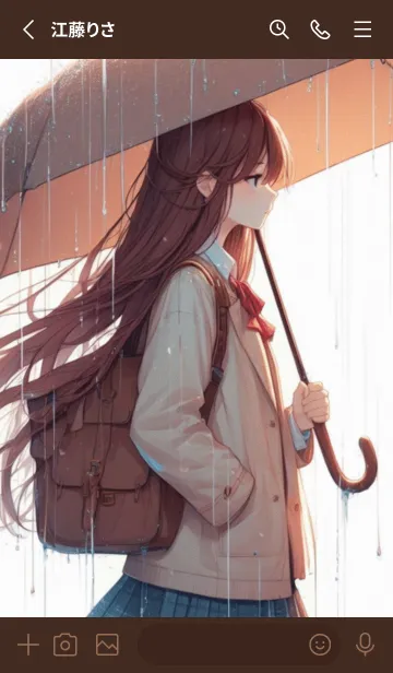 [LINE着せ替え] Anime girl walking in the rainの画像2