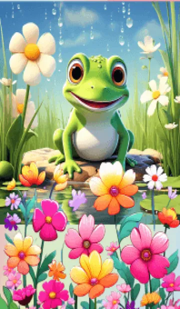 [LINE着せ替え] Cute cartoon frog theme (JP)の画像1