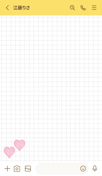 [LINE着せ替え] 幸運ハートの方眼紙/イエロー/レッドの画像2