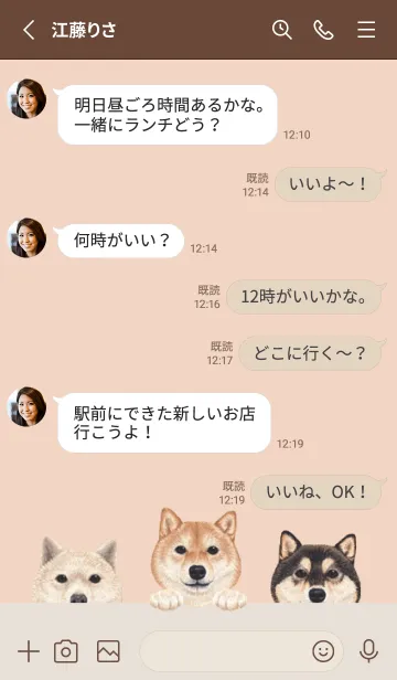 [LINE着せ替え] ワンワン！- 柴犬 - シェルピンクの画像3