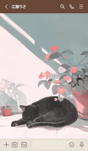 [LINE着せ替え] おやすみ、黒猫 - 朝の画像2