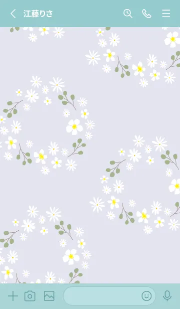 [LINE着せ替え] 白い花とオリーブのリース6の画像2