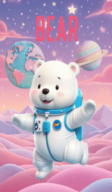 Lovely White Bear In Galaxy Theme (JP)の着せ替えメイン画像