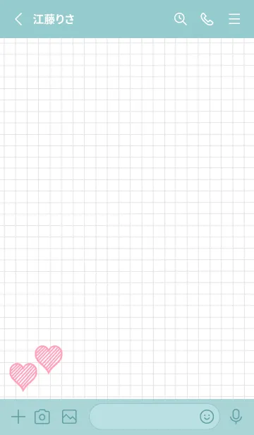 [LINE着せ替え] 幸運ハートの方眼紙/くすみミントグリーンの画像2