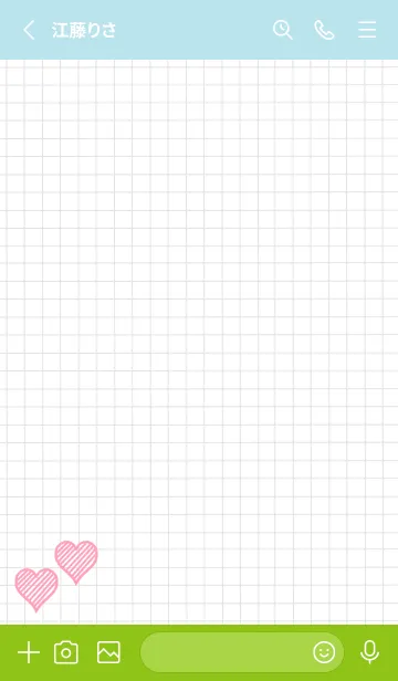 [LINE着せ替え] 幸運ハートの方眼紙/ブルーグリーンの画像2