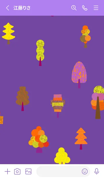 [LINE着せ替え] カラフルな木々 紫色の画像2
