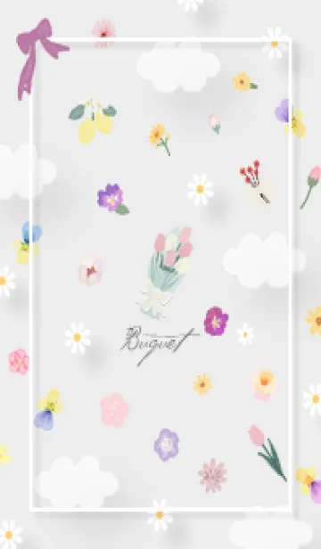 [LINE着せ替え] Gray 花束を01_1の画像1