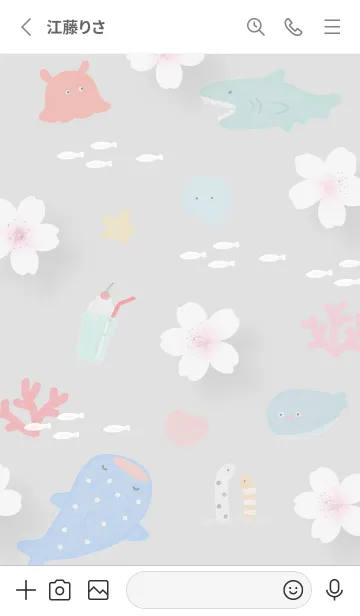 [LINE着せ替え] Gray 桜と海01_1の画像2