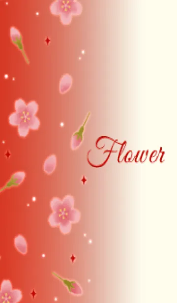 [LINE着せ替え] Flower 006 【桜×ベージュ×赤】の画像1
