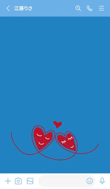 [LINE着せ替え] ふたつのハート 青色の画像2