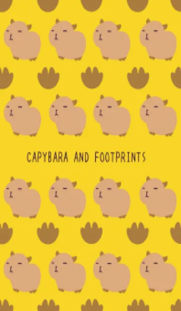 [LINE着せ替え] カピバラと足跡の着せ替え/イエローの画像1