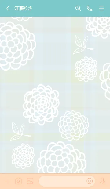 [LINE着せ替え] 白い線の丸い花と葉4の画像2