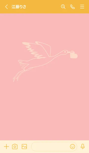 [LINE着せ替え] 鳥とハート 桜貝色の画像2