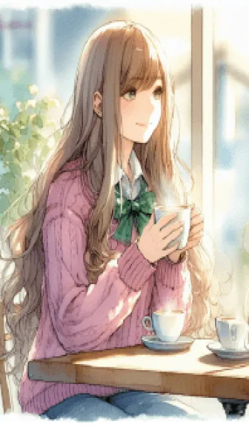 [LINE着せ替え] 一人でコーヒーを楽しむの画像1
