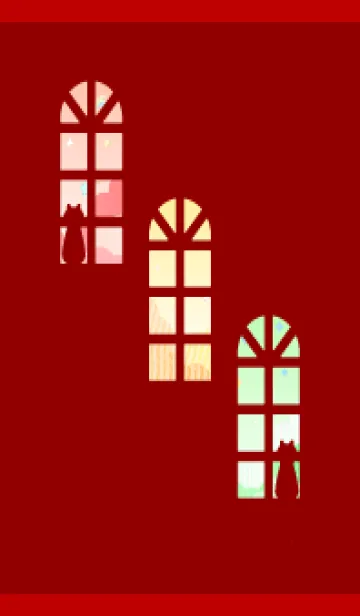 [LINE着せ替え] 窓辺の猫のシルエット 赤とベージュの画像1