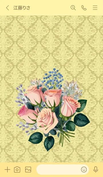 [LINE着せ替え] light yellow 洋風の薔薇の花束の画像2