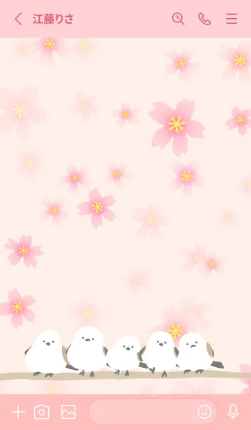 [LINE着せ替え] シマエナガ 桜咲く13の画像2