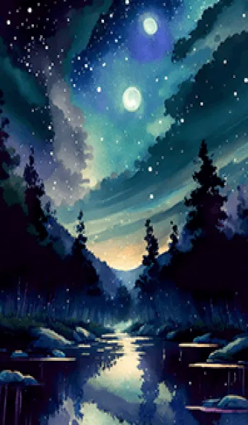 [LINE着せ替え] 綺麗な星空の夜景着せかえ#19の画像1