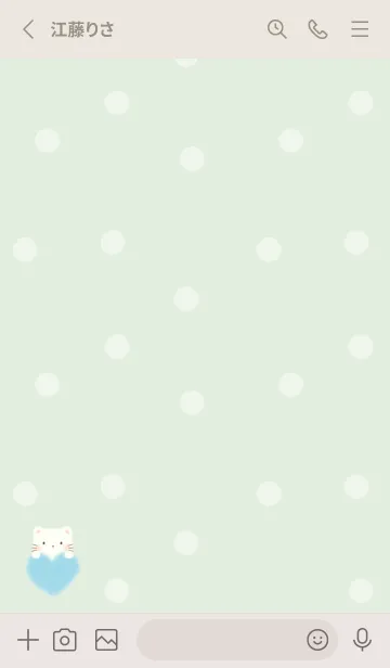 [LINE着せ替え] もこもこハート -ねこ- グリーン ドット 2の画像2