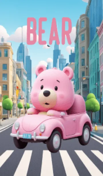[LINE着せ替え] Cute Pink Bear in City Theme (JP)の画像1