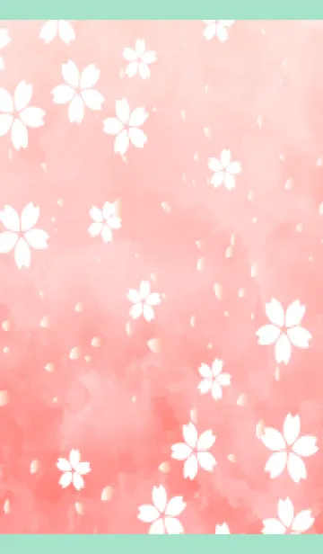 [LINE着せ替え] 桜咲く 青緑の画像1