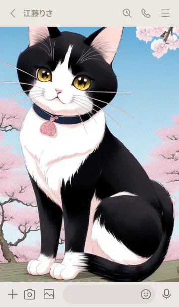 [LINE着せ替え] 浮世絵の桜猫 81adの画像2