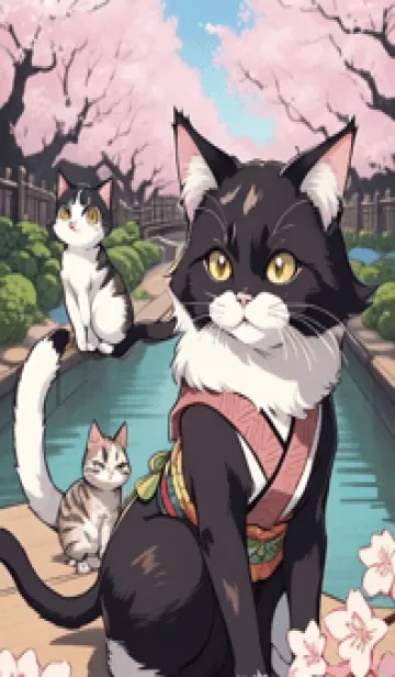 [LINE着せ替え] 浮世絵の桜猫 u9T4の画像1