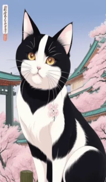 [LINE着せ替え] 浮世絵の桜猫 mjUwの画像1