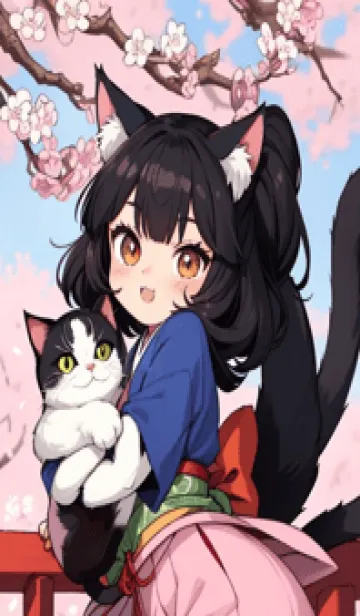 [LINE着せ替え] 浮世絵の桜猫 uNa9の画像1