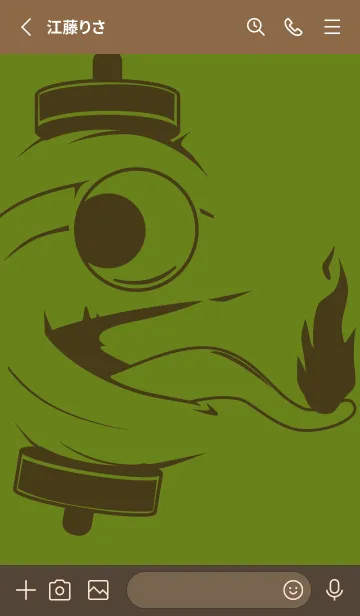 [LINE着せ替え] kabemon-提灯おばけ 苔色の画像2