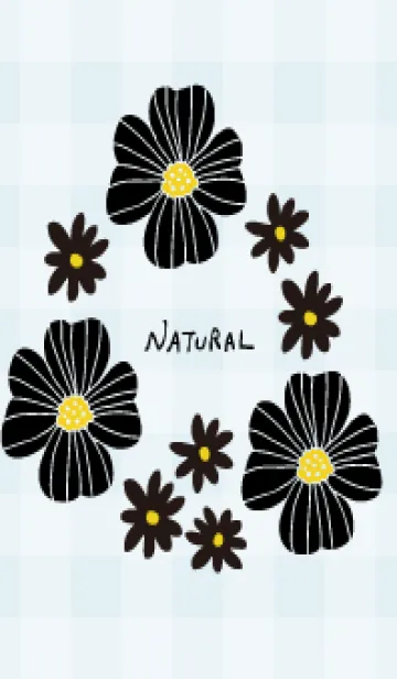 [LINE着せ替え] 花2種 チェック 黒の画像1