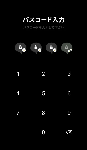 [LINE着せ替え] 花2種 チェック 黒の画像4
