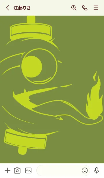 [LINE着せ替え] kabemon-提灯おばけ 草色の画像2