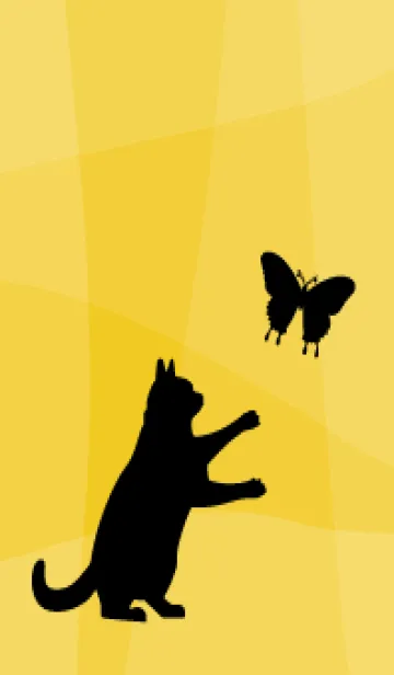 [LINE着せ替え] yellow 蝶と猫の画像1