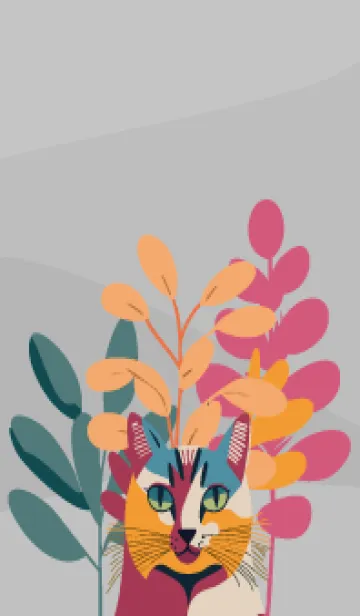 [LINE着せ替え] white 猫と植物の画像1