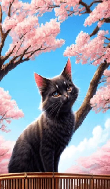 [LINE着せ替え] 浮世絵の桜猫 6CdBの画像1