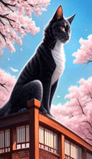 [LINE着せ替え] 浮世絵の桜猫 UGmCの画像1