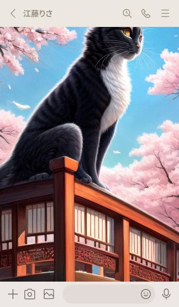 [LINE着せ替え] 浮世絵の桜猫 UGmCの画像2