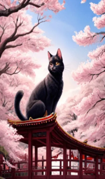 [LINE着せ替え] 浮世絵の桜猫 pntOの画像1